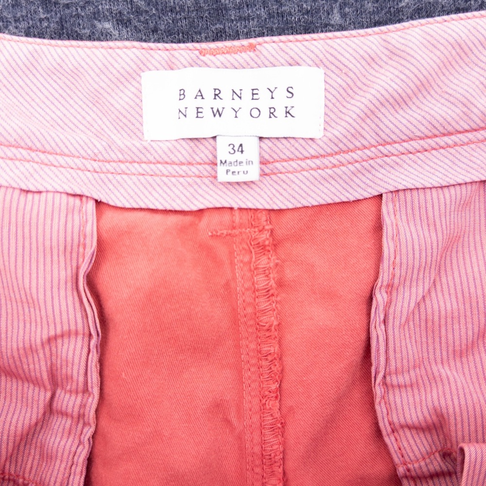 Barneys New York Chino Shorts Mens 34 Coral Salmon Pink Flat Front Casual - Picture 3 of 8